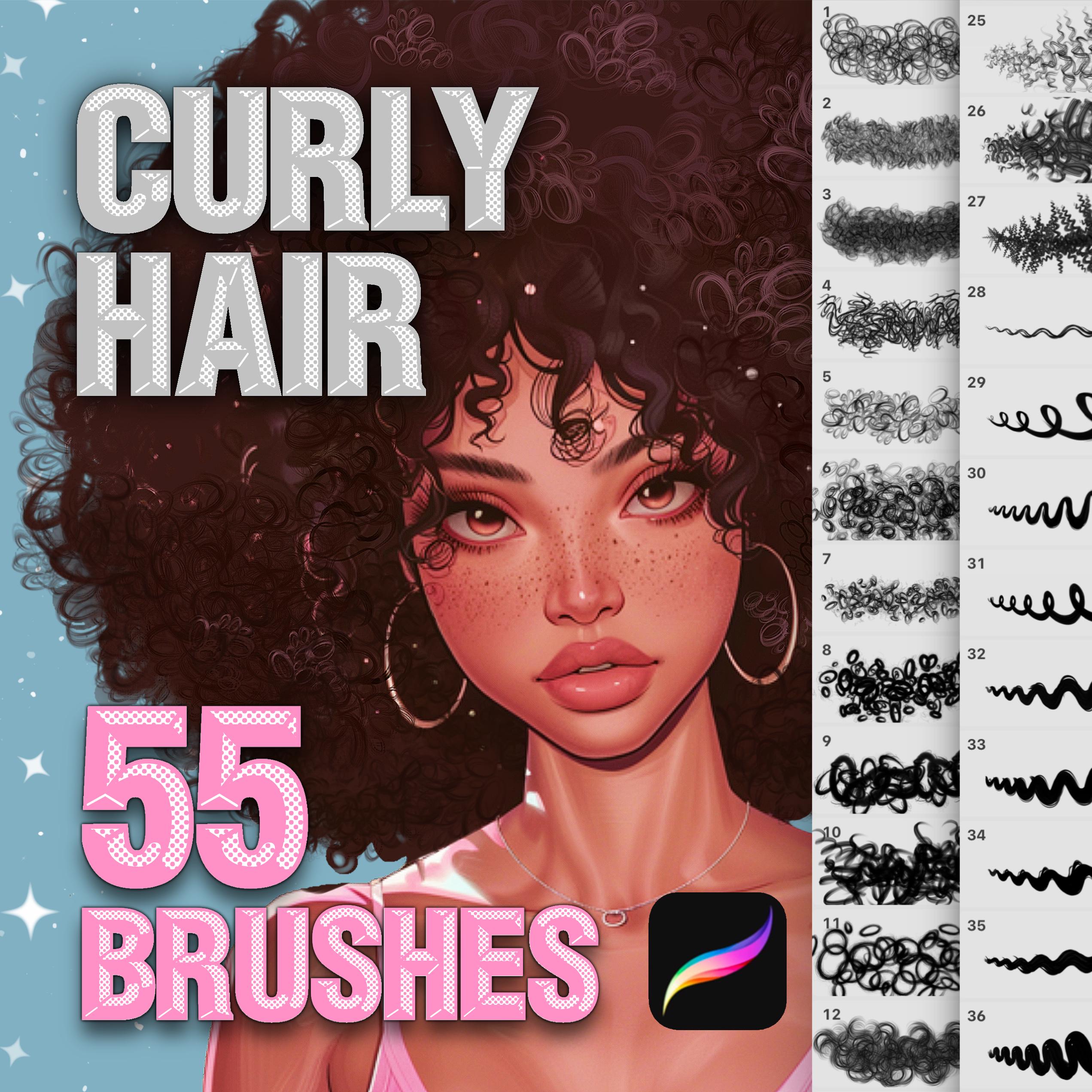 Pinceles de Cabello Rizado para Procreate – 55 rizos realistas + paletas y tutorial