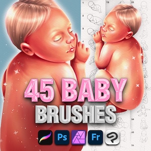 Photoshop Baby brushes. Photoshop Motherhood brushes. Photoshop Family stamps. Clip Studio Children reference brushes. Drawing brushes