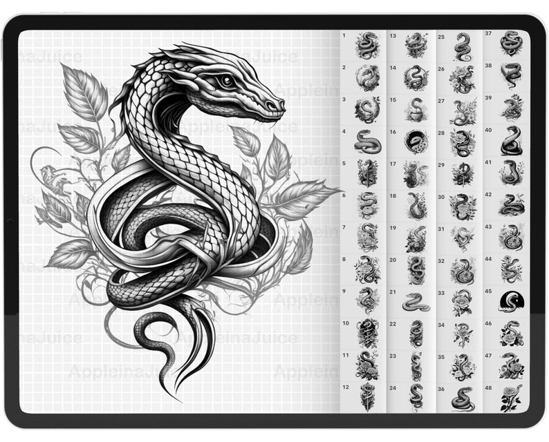 Procreate Snake Brushes Procreate Snakes Tattoo Procreate Etsy