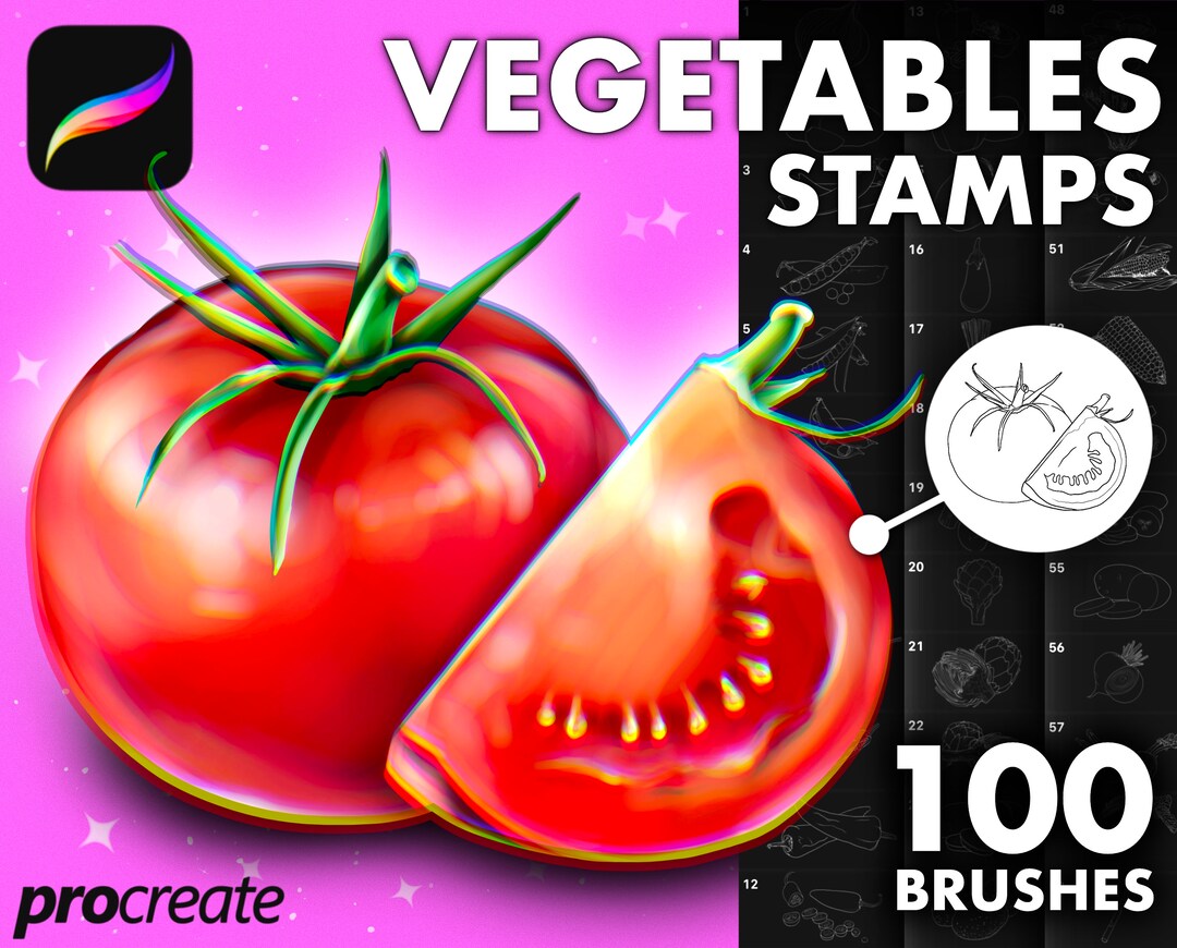 Procreate Vegetable Brushes. Procreate Vegetables. Procreate Etsy