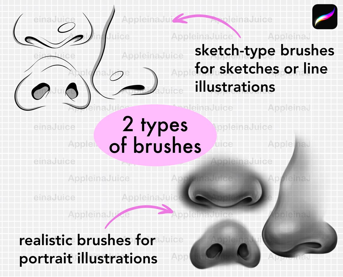 Procreate Nose Brushes Stamps. Procreate Noses Stamp Bundle. Etsy