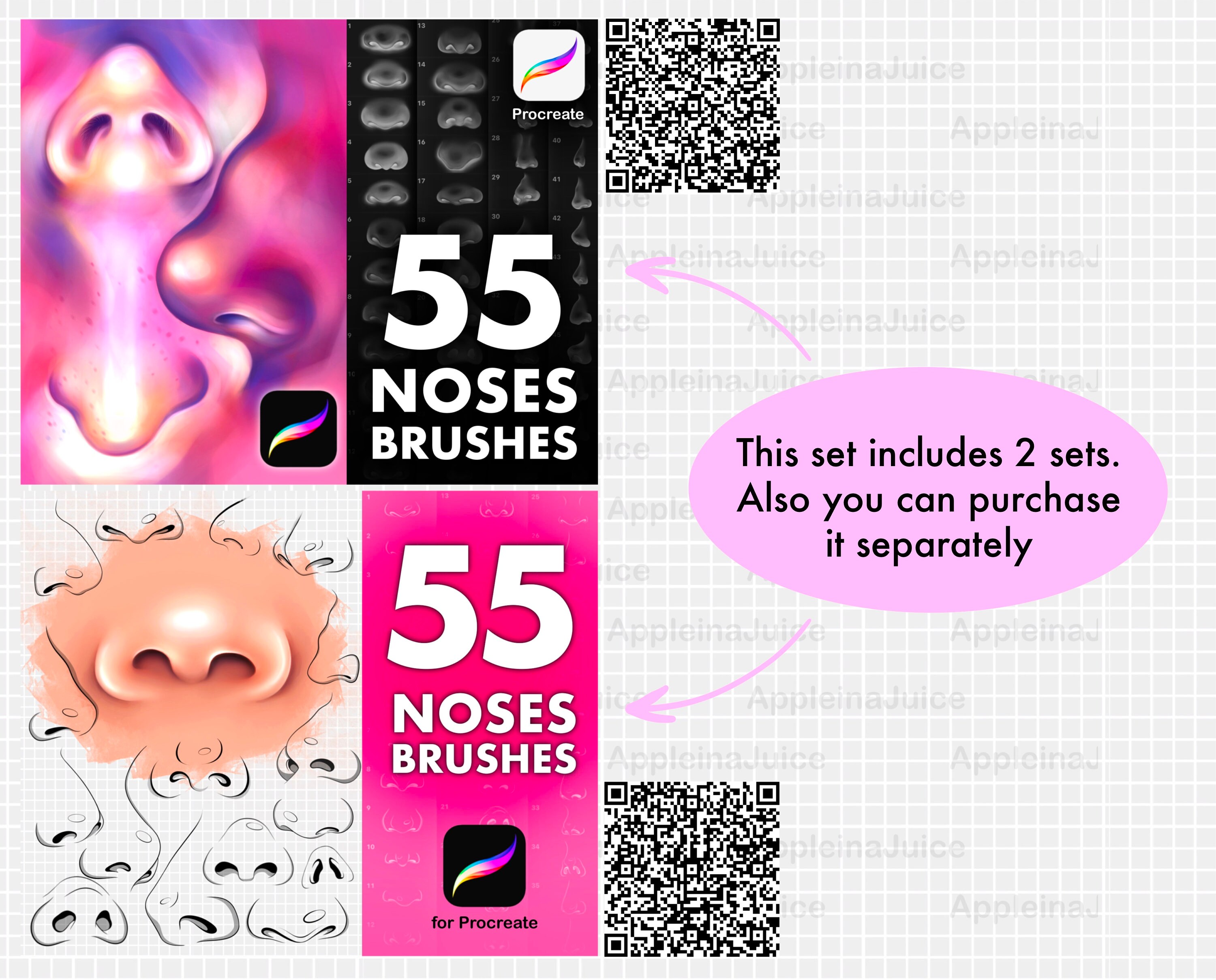 Procreate Nose Brushes Stamps. Procreate Noses Stamp Bundle. Etsy