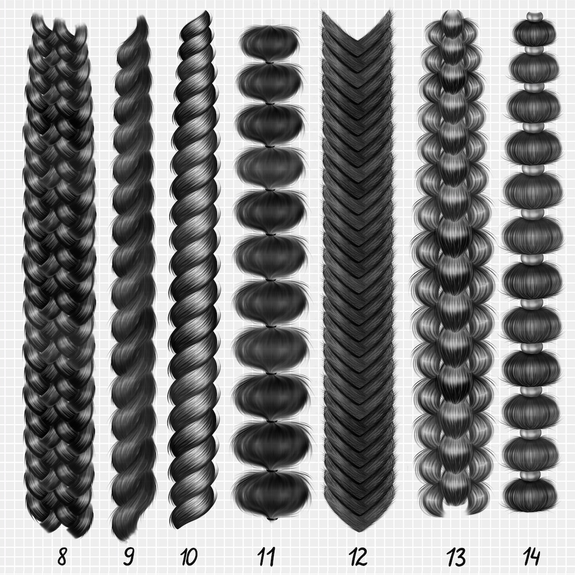 Procreate Braids Brushes. Realistic Hair Brush for Procreate. Etsy