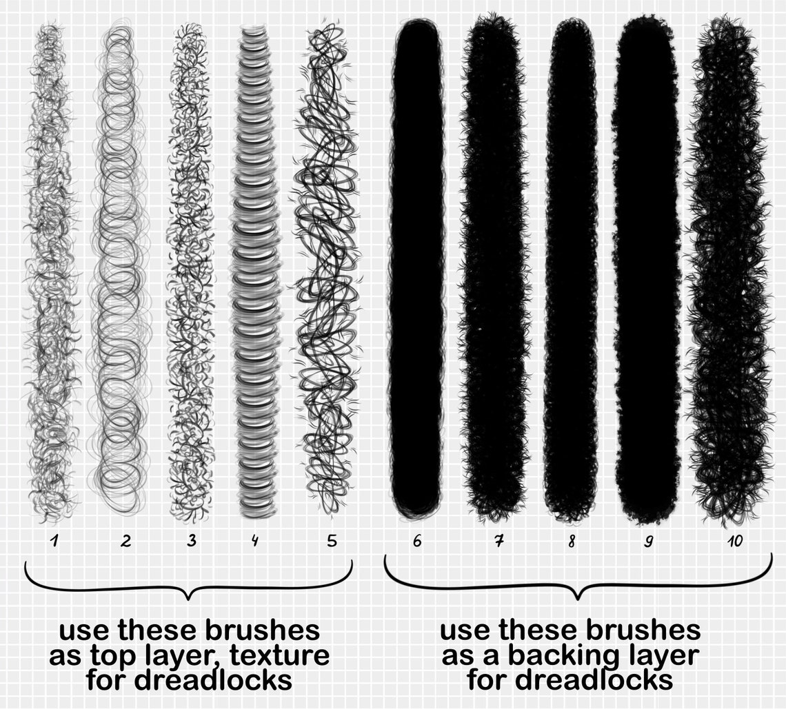 Procreate Dreadlocks Brushes. Afro Hair Brush. Hair brushes. Etsy