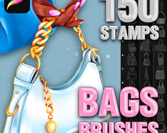 Procreate Bag brushes. Procreate Fashion brushes. Procreate handbag stamps. Procreate backpack. Procreate Clothing. Procreate clothes