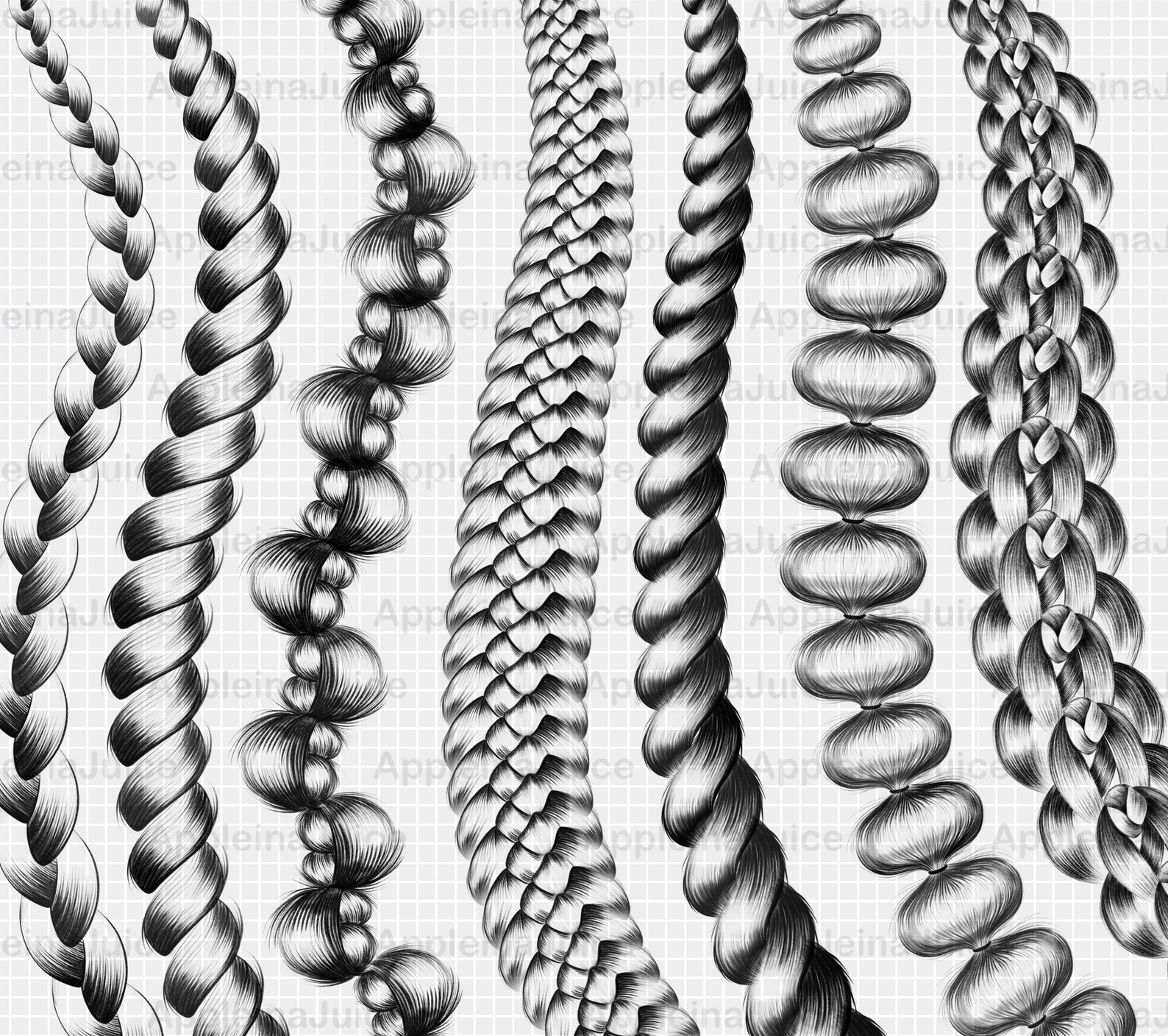 Procreate Hair Brush. Procreate Braid Brush. Braids Stamp Etsy