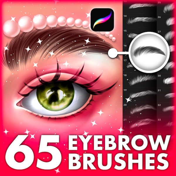 Eyebrows procreate stamps. Procreate eyes makeup stamp. Procreate portrait brow brush