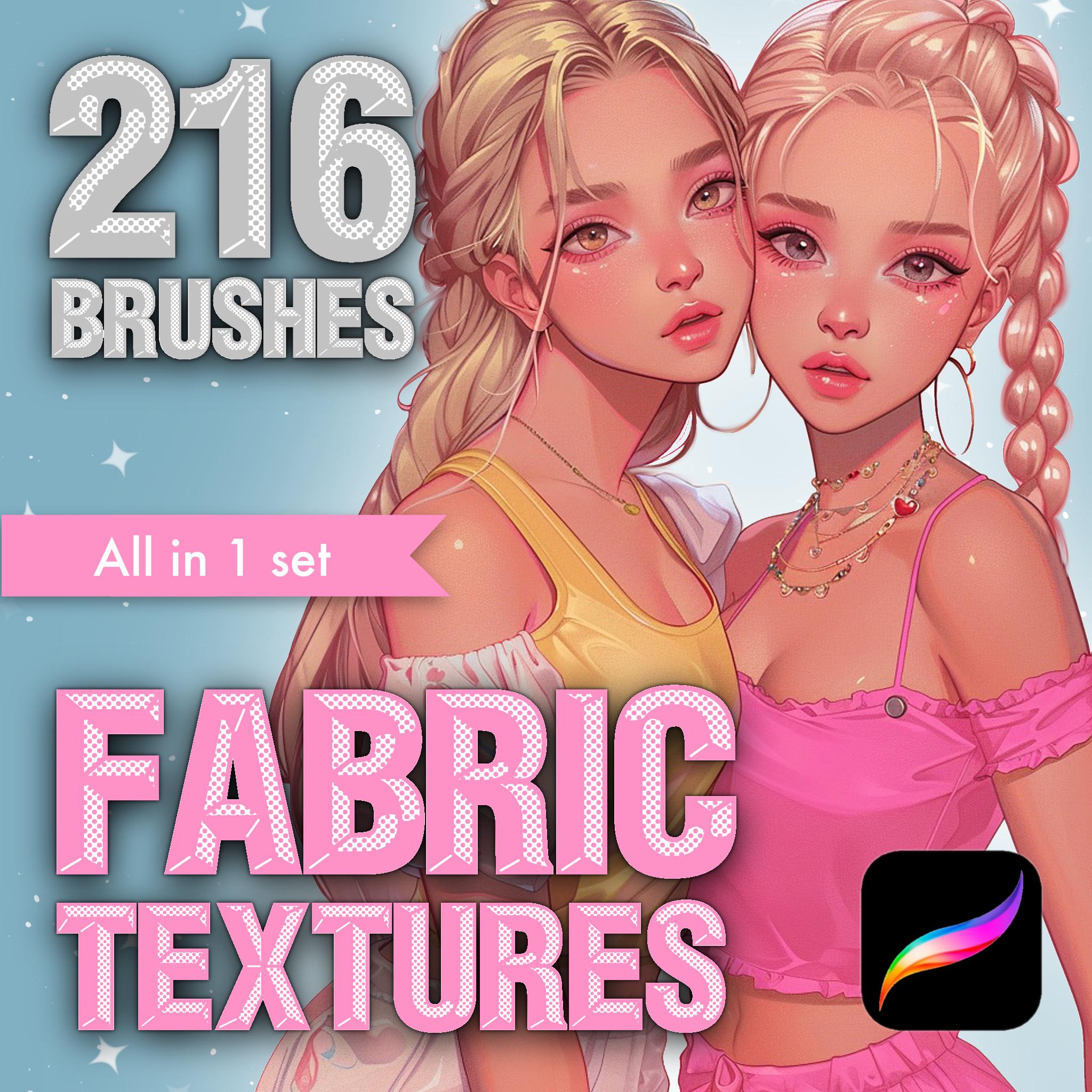 Pack de pinceles de texturas de tela para Procreate – 216 pinceles textiles sin costuras + tutorial en video