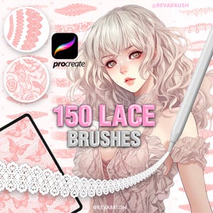 150 pinceles de textura de encaje para Procreate (descarga digital)