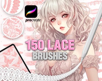 150 pinceles de textura de encaje para Procreate (descarga digital)