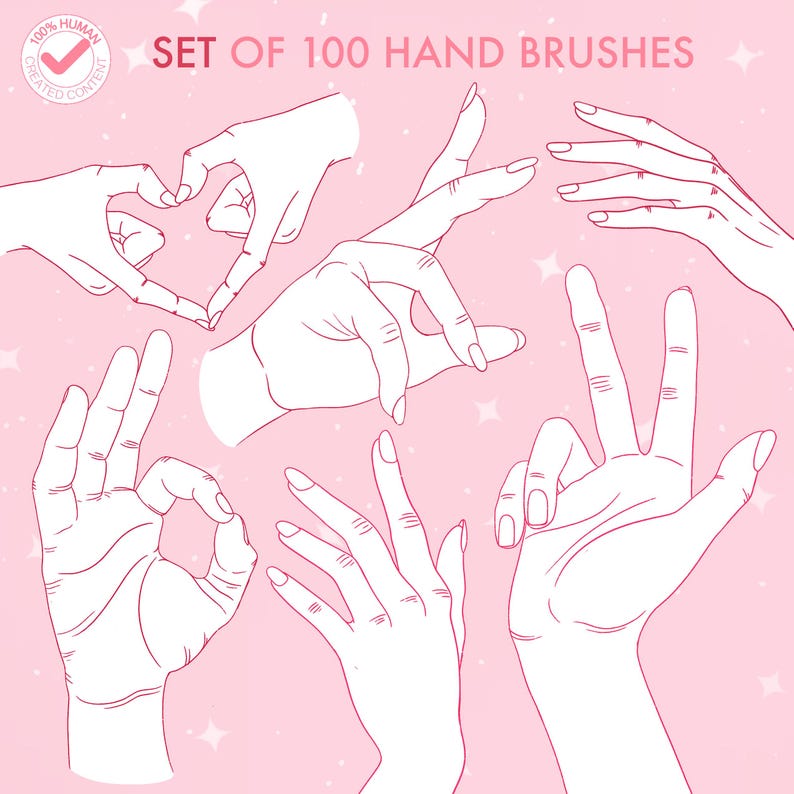 100 Hands Procreate Brushes (Digital Download) image 2