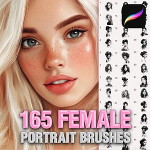 Procreate Female brushes. Procreate portrait brushes. Procreate woman face brushes. Procreate portrait brushes
