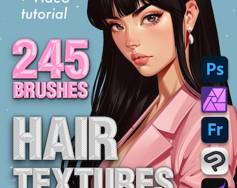Photoshop Hair texture brushes. Hair Brush Set