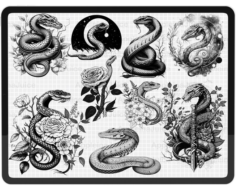 Procreate Snake Brushes Procreate Snakes Tattoo Procreate Etsy