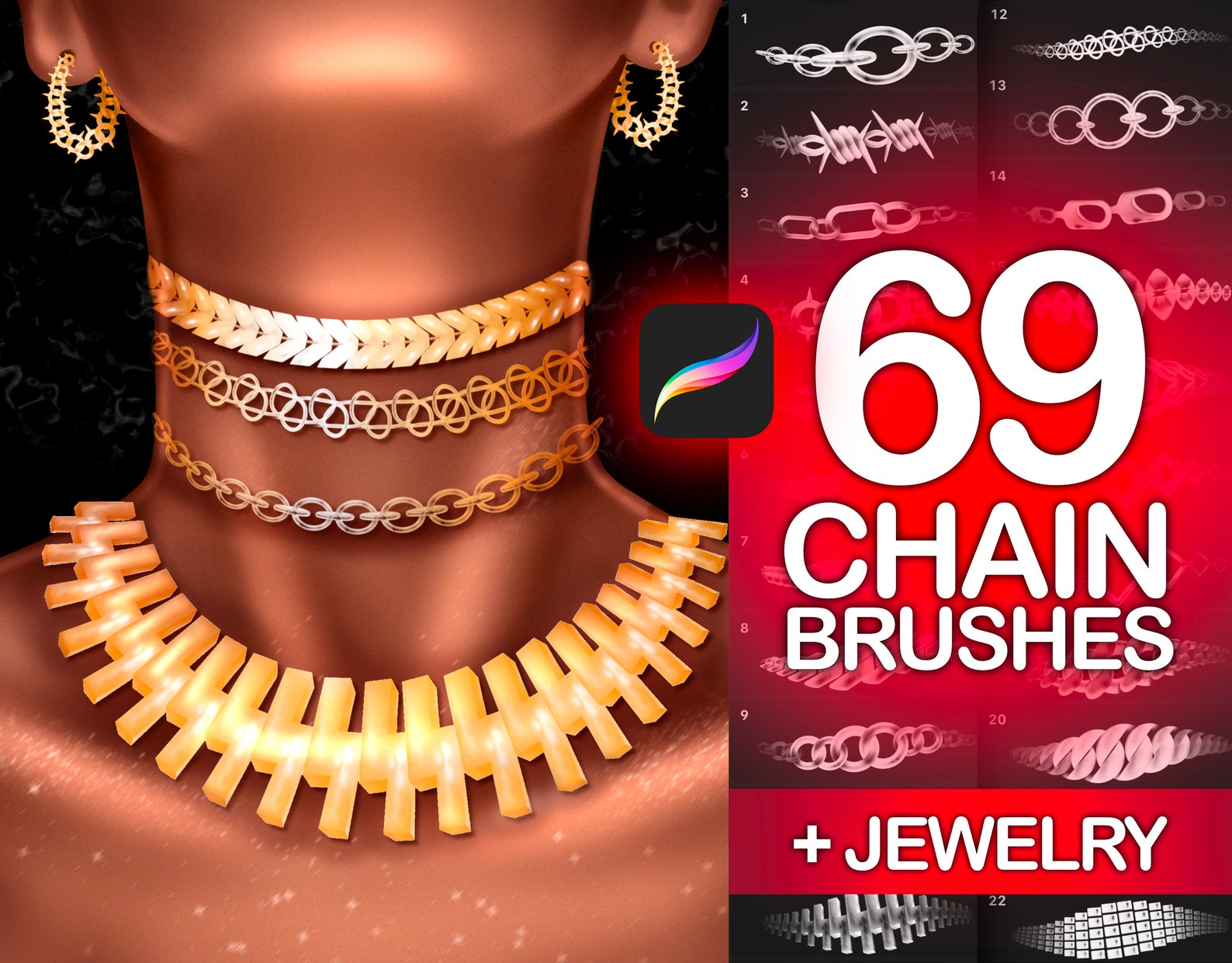 Procreate Chain Brushes. Procreate Chains Brush. Procreate Etsy