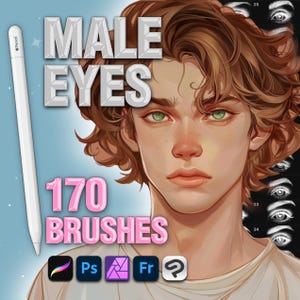 Photoshop Male Eyes brushes. Clip Studio Portrait Eyes stamps