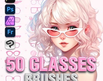 Photoshop glasses brushes. Photoshop eyes brush. Photoshop sunglass brushes. Photoshop female face portrait brushes. Clip Studio sunglasses