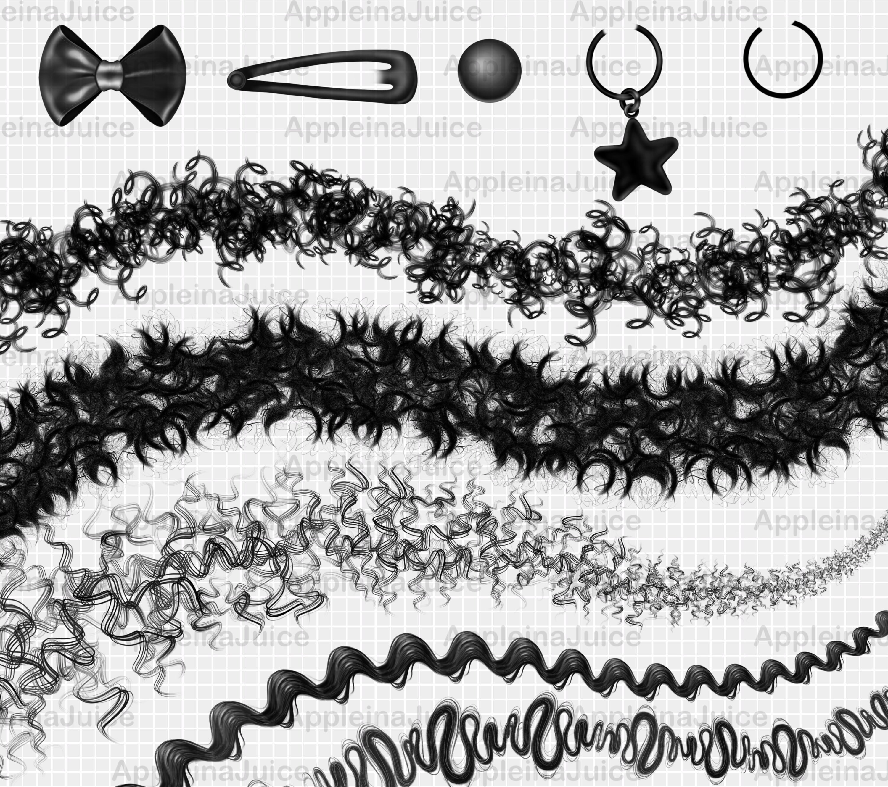 Procreate Curly Brushes. Hair Brush Set. Procreate Wavy Hair - Etsy