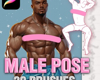 Procreate Male Anatomy Brushes, Full & Half-Body Guide Stamps