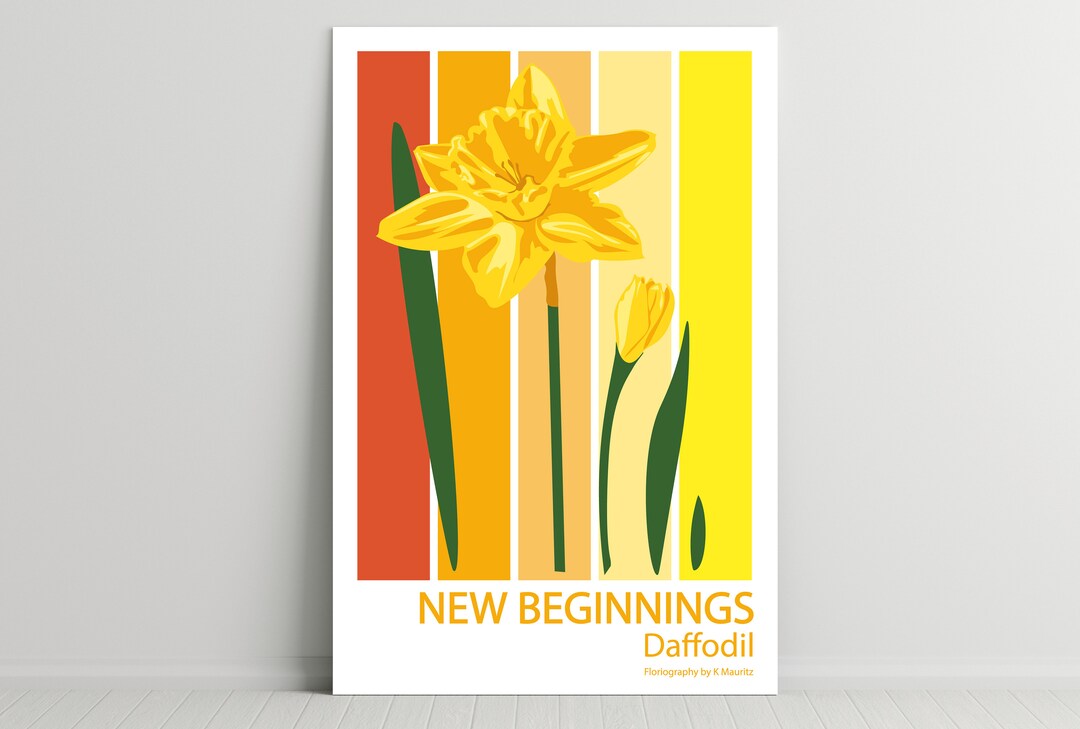 Daffodil for New Beginnings Floriography A4 Art Print Etsy