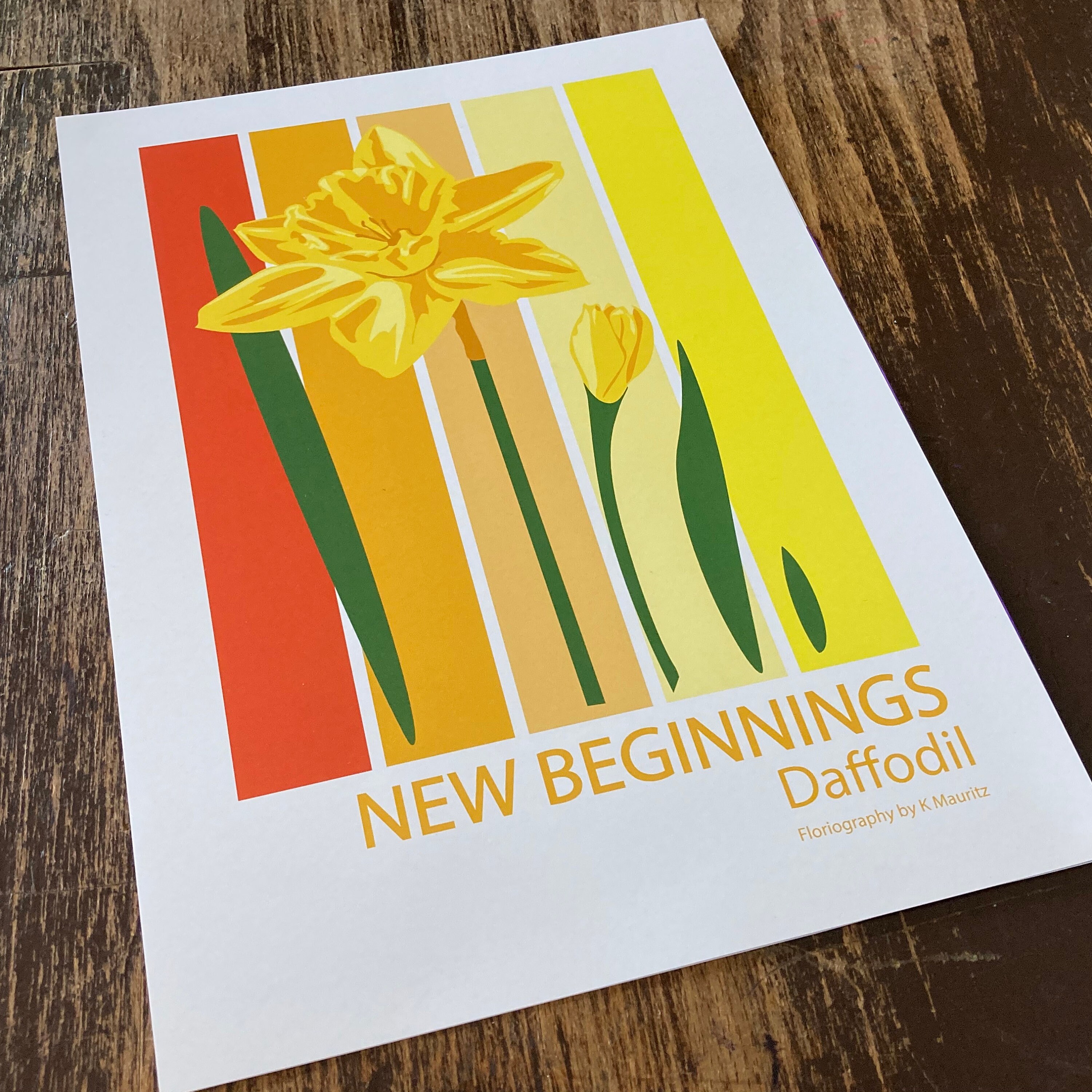 Daffodil for New Beginnings Floriography A4 Art Print Etsy