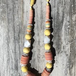 Vintage MCM  Colourful Lucite (?) Large Plastic Beaded Necklace (Heavier Weight) Circa 1950-60s