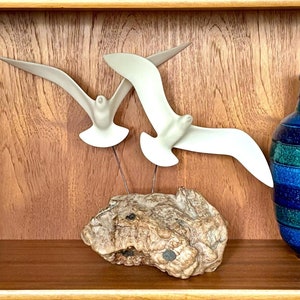 1972 John Perry Seagull Sculpture on Burl Wood Base