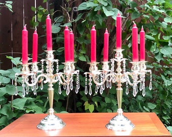 Candelabra Pair ( 5 arm style) 14 inch Height/ 13 Inch Width (Vintage) Circa 1960-1980s