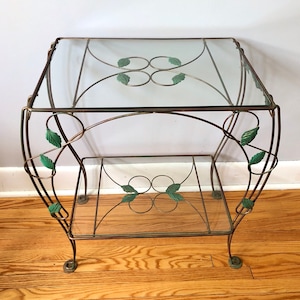 MCM Ornate Metal 2 Tier Hollywood Regency/ Palm Beach Regency Side Table (1950-1960s)