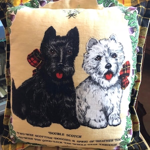 Vintage MCM Scottie Dog Throw Pillow-Circa 1940-1960s