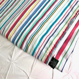 Vintage Ralph Lauren(Made in USA) Striped Flat Sheet (Queen Size) 100% Cotton