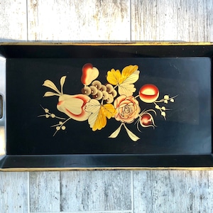 Large Vintage Hand Painted Japanese Lacquer Ware Tray (Wooden)