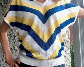 Vintage 70s Chevron Knit Sweater - D'Allaird's Canada - Small/Medium