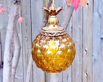 Glass pineapple lamp | Etsy Vintage Glass Pineapple Table Lamp