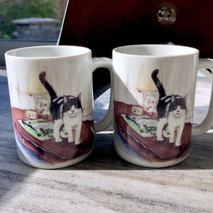 Vintage Cat mug PAIR, Otagiri Circa 1980-90s.