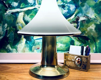Vintage Space Age Red Mushroom Lamp by Gilbert Softlite 1960s