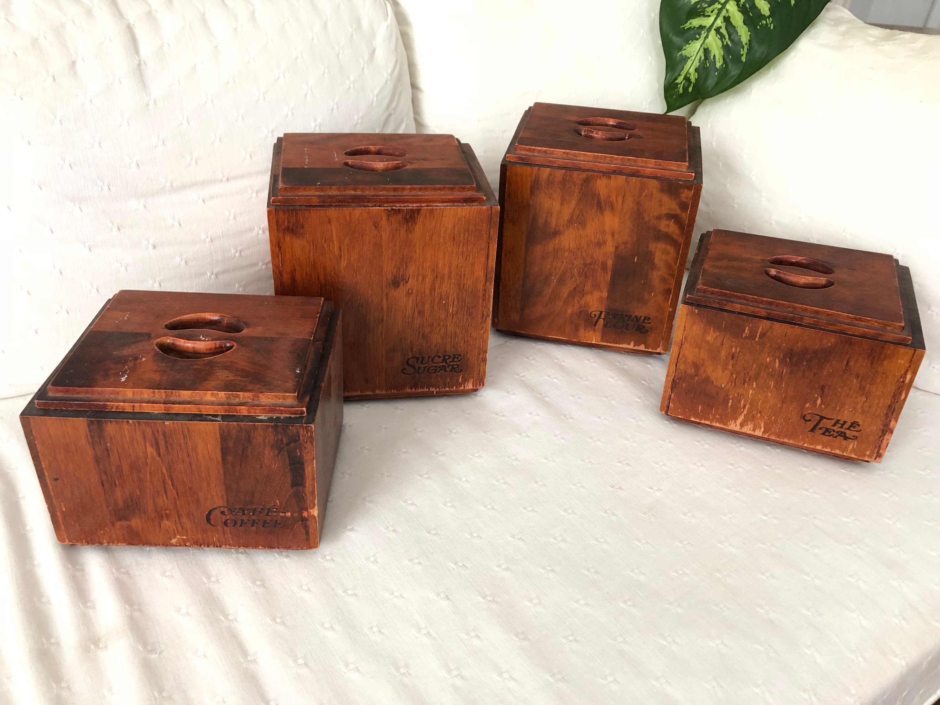 Baribocraft Caja de Pan de Madera & Set de Latas de 1970 | Etsy