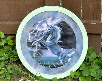 Vintage Unicorn Wall Art Print by Sue Dawe - Framed 1980s Fantasy