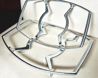 CorningWare/ Pyrex Chrome Casserole Trivet Holders PAIR. Vintage. (P-10-M-1 / P-11-2.5-M-1 )