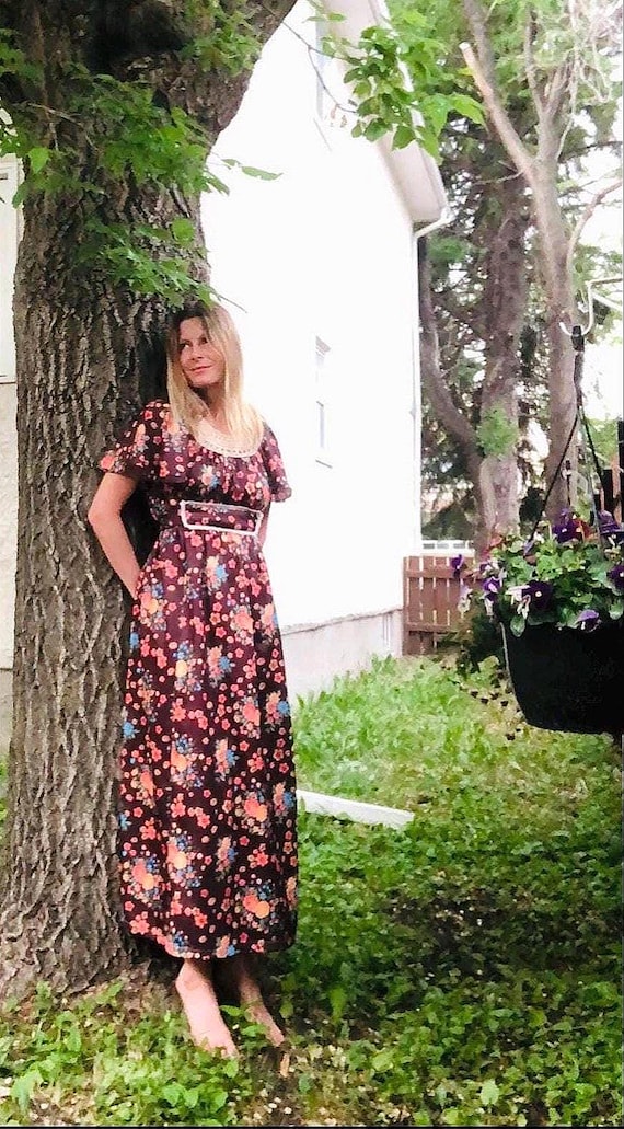 1960s Flower Power Maxi Dress: Size Small~ Ronda Roy A-line Macrame  Neckline - Etsy