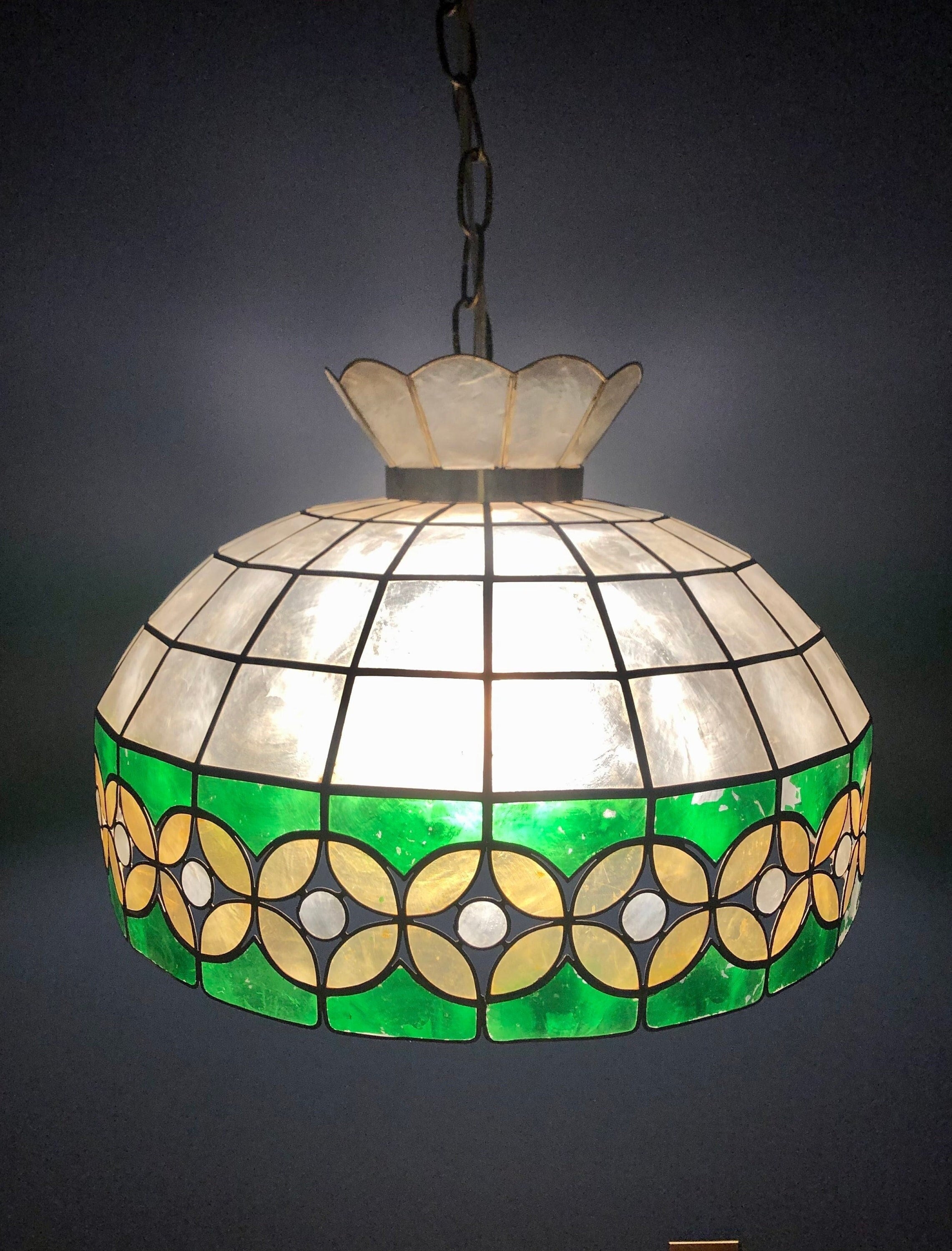 Capiz Shell/ Mother of Pearl Plug-in- Swag/ Hanging Lamp