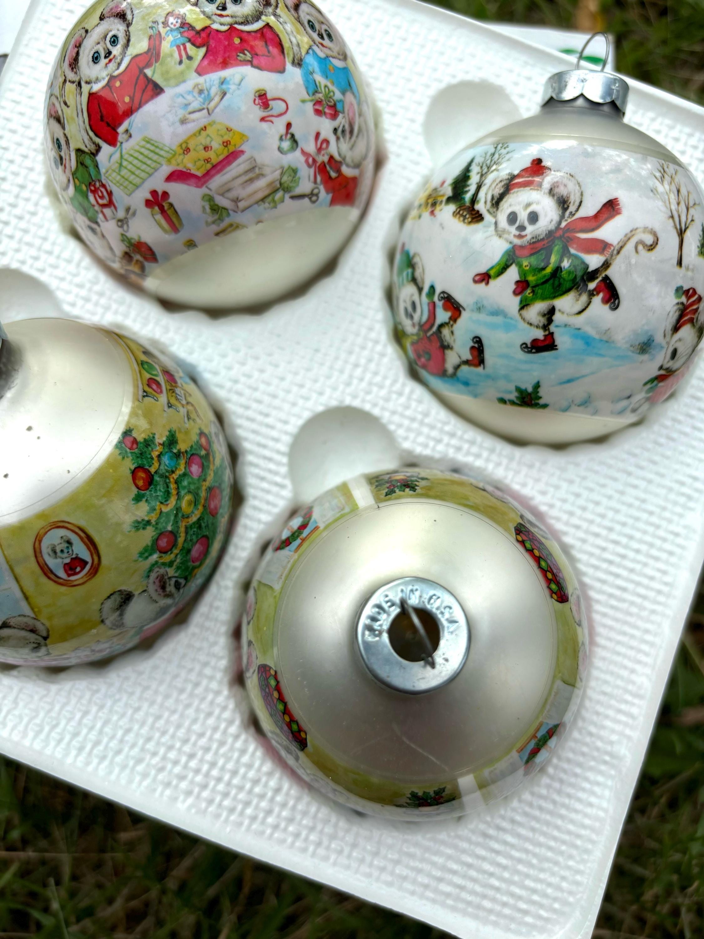 Vintage Christmas Mice Ornaments Set of 4- Circa 1960-1980s Vintage Christmas Mice Ornaments Set of 4- Circa 1960-1980s