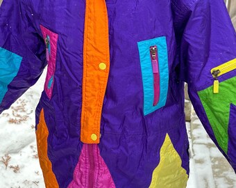 Vintage 90s Neon Purple Winter Jacket/parka (adolescent-teen