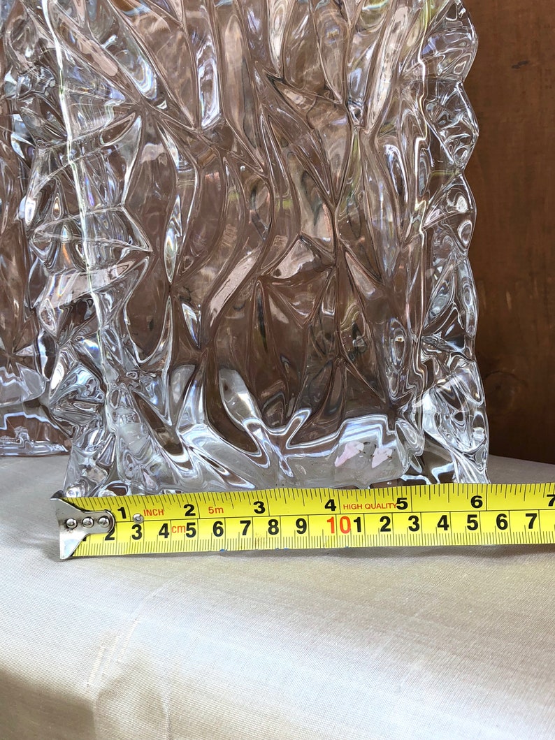 1980s Post Modern Rosenthal Crystal Crumpled Paper Bag Vase Etsy