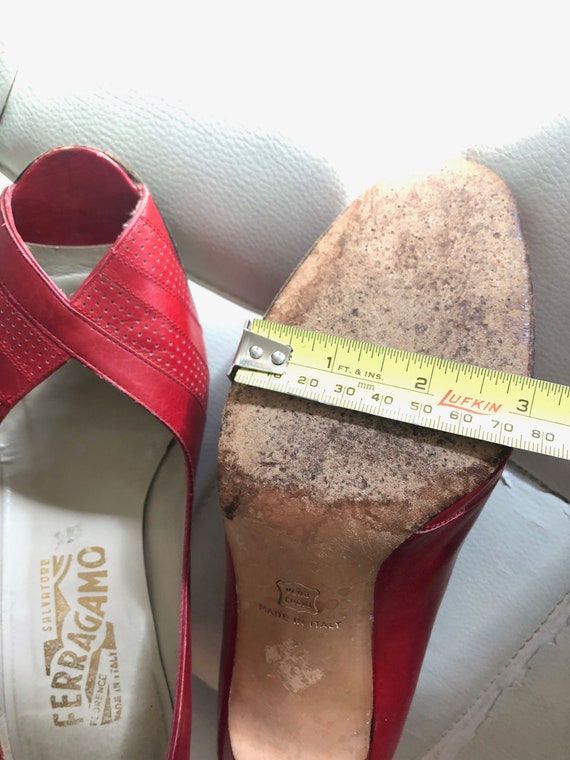 Vintage Red Leather Salvatore Ferragamo (italy) Open Toe