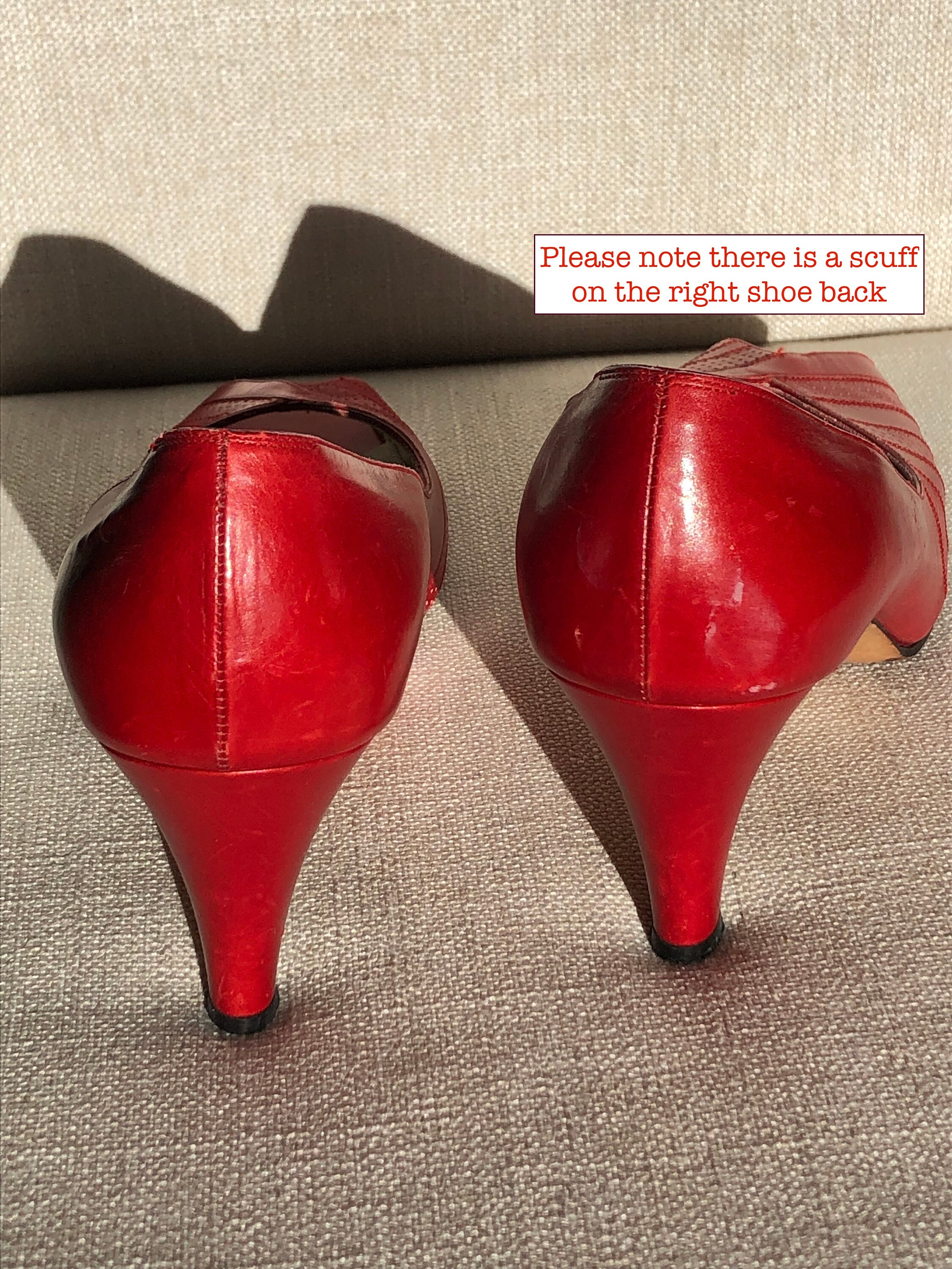 Vintage Red Leather Salvatore Ferragamo (italy) Open Toe