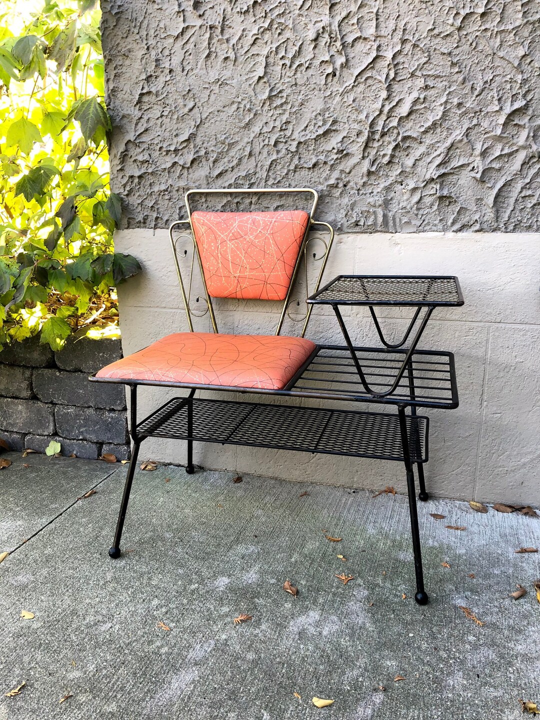 MCM Atomic Era Metal Telephone Table Bench Circa 19501960s Etsy