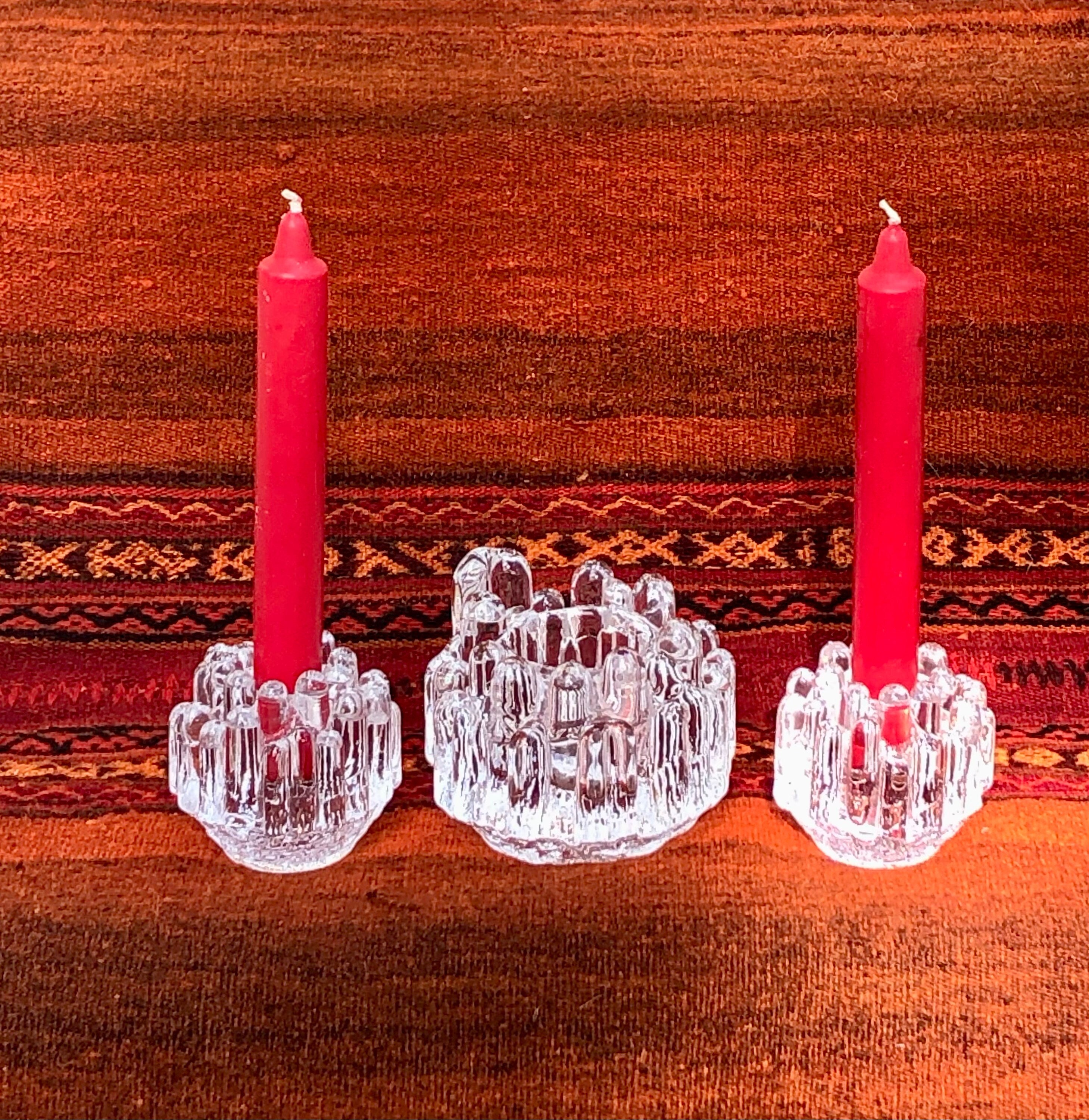 KOSTA BODA＊Bellis＊Candle stand・* Vintage Kosta Boda Glass Candlestick Holder Trio - Goran Warff