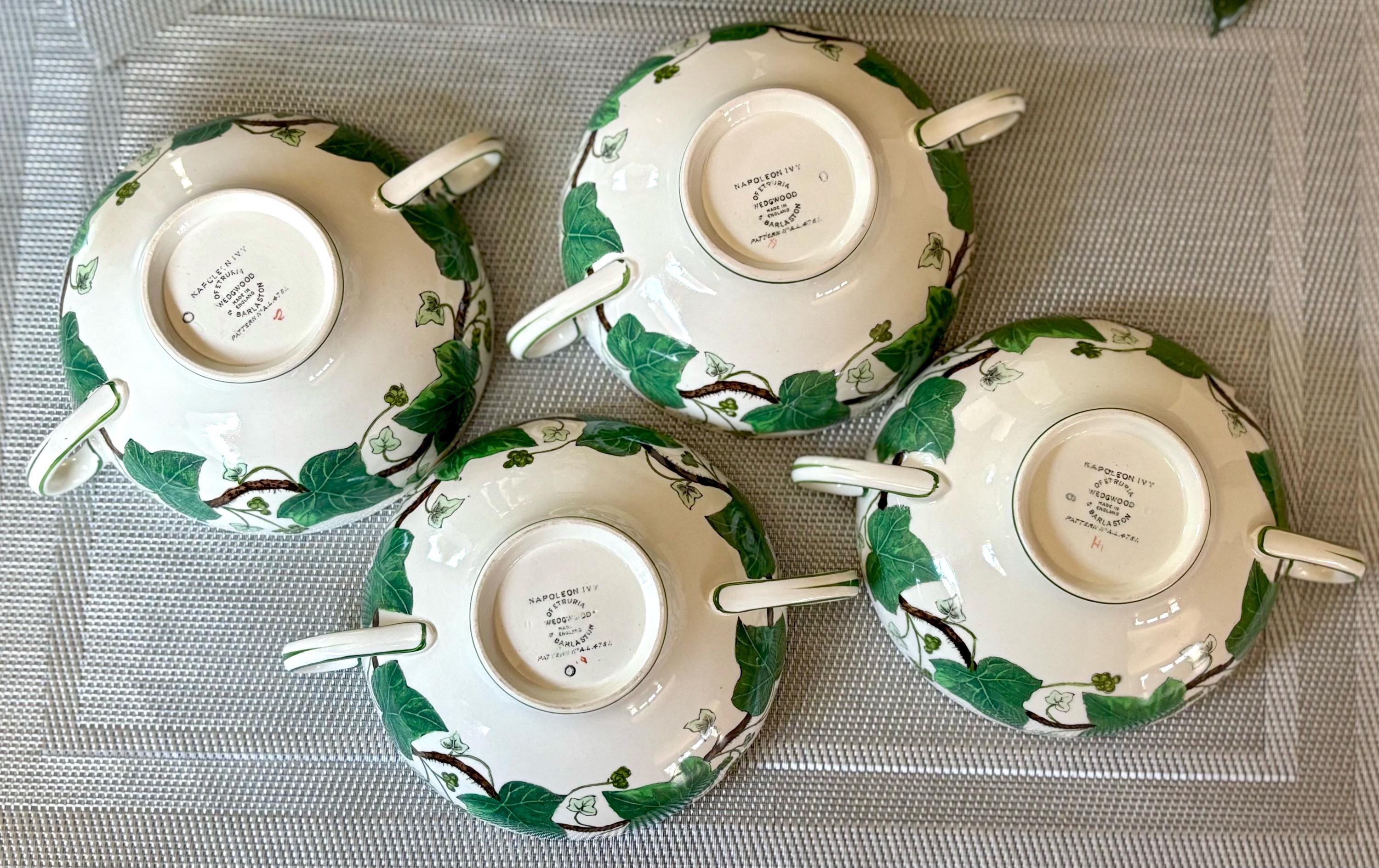 ウェッジウッド NAPOLEON IVE スープカップ Wedgwood Napoleon Ivy Double Handled Soup Cup/ Bowls, Green Rimmed