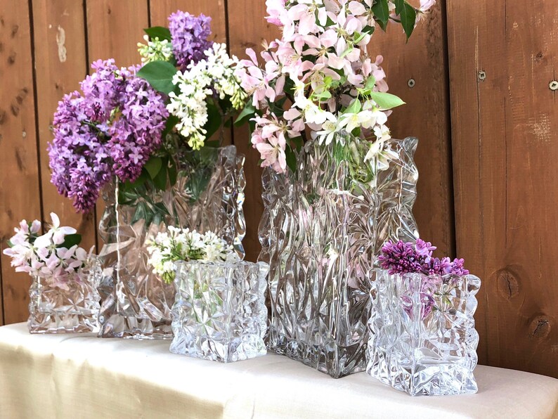 1980s Post Modern Rosenthal Crystal Crumpled Paper Bag Vase Etsy